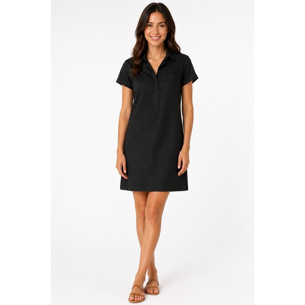 J Crew Preppy Clean Girl Cotton Mini Shift Dress Casual Vacation Black Size S